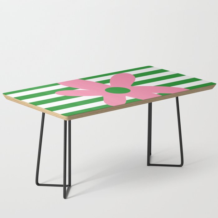 Joyful Flower and Stripes Pop Floral Pink Green White Coffee Table Gallery Image 1