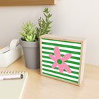 Joyful Flower and Stripes Pop Floral Pink Green White Mini Art Print Gallery Image 2