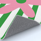 Joyful Flower and Stripes Pop Floral Pink Green White Rug Gallery Image 4