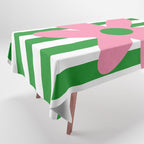 Joyful Flower and Stripes Pop Floral Pink Green White Tablecloth Gallery Image 1