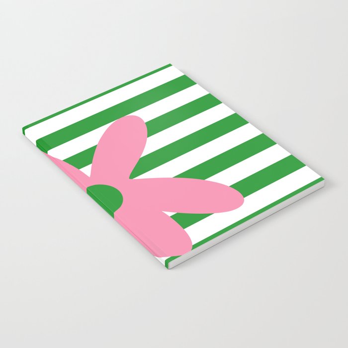 Joyful Flower and Stripes Pop Floral Pink Green White Notebook Gallery Image 2