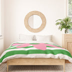 Joyful Flower and Stripes Pop Floral Pink Green White Duvet Cover Gallery Image 3
