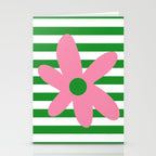 Joyful Flower and Stripes Pop Floral Pink Green White Stationery Card Gallery Image 2