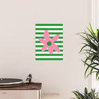 Joyful Flower and Stripes Pop Floral Pink Green White Poster Gallery Image 2
