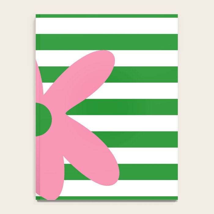 Joyful Flower and Stripes Pop Floral Pink Green White Notebook Gallery Image 4
