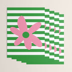 Joyful Flower and Stripes Pop Floral Pink Green White Wrapping Paper Gallery Image 3
