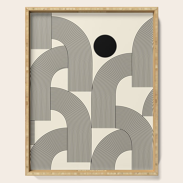 Abstraction_SUNLIGHT_SUNSHINE_LINE_POP_ART_Minimalism_001A Serving Tray Gallery Image 1