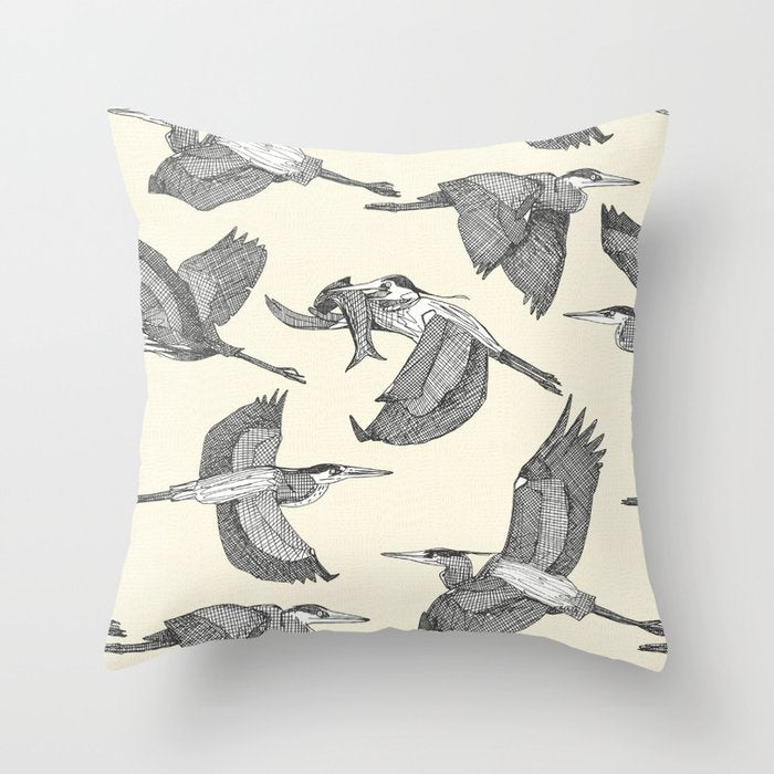 great blue herons pearl Throw Pillow Gallery Image 6