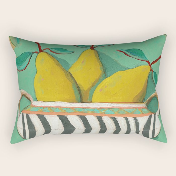 Striped Bowl with Pears Rectangular Pillow Gallery Image 2