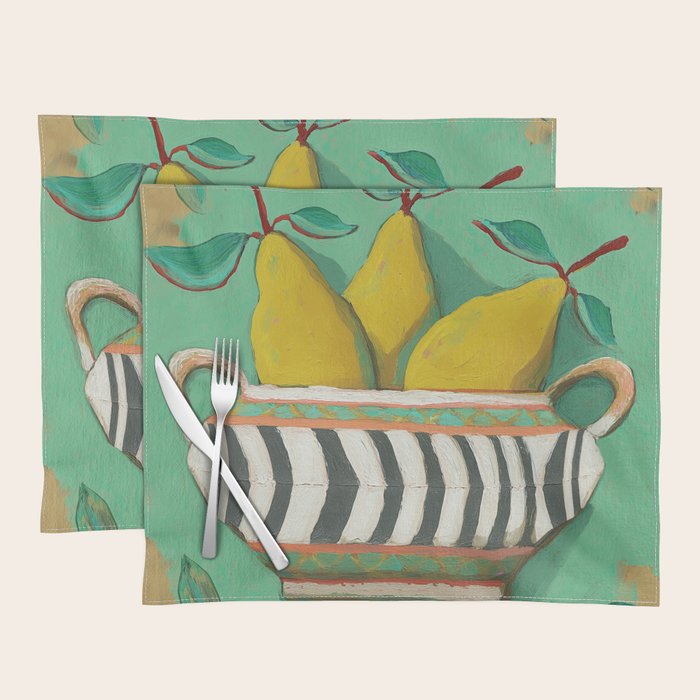 Striped Bowl with Pears Placemat Gallery Image 1