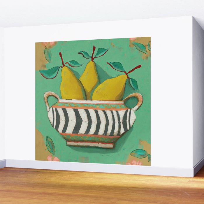 Striped Bowl with Pears Wall Mural Gallery Image 2