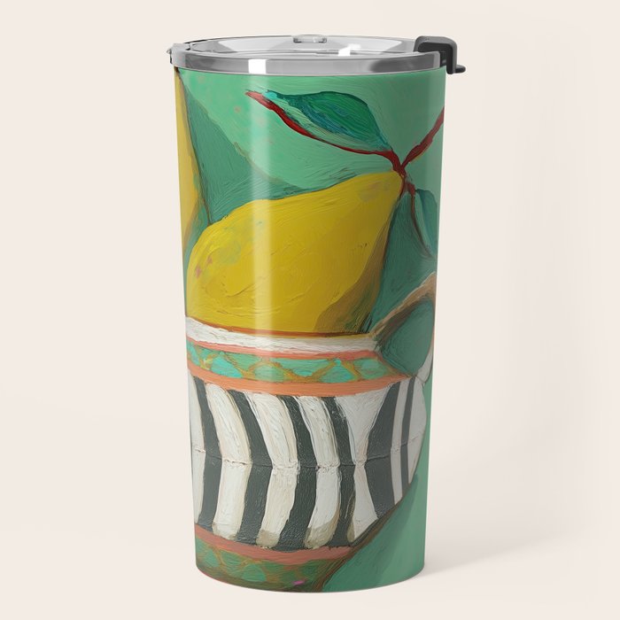 Striped Bowl with Pears Travel Mug Gallery Image 2