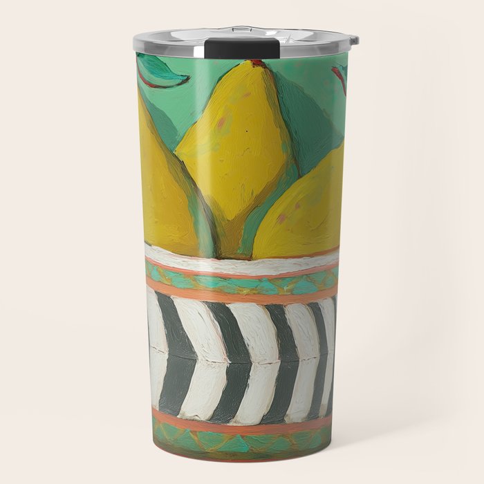 Striped Bowl with Pears Travel Mug Gallery Image 1