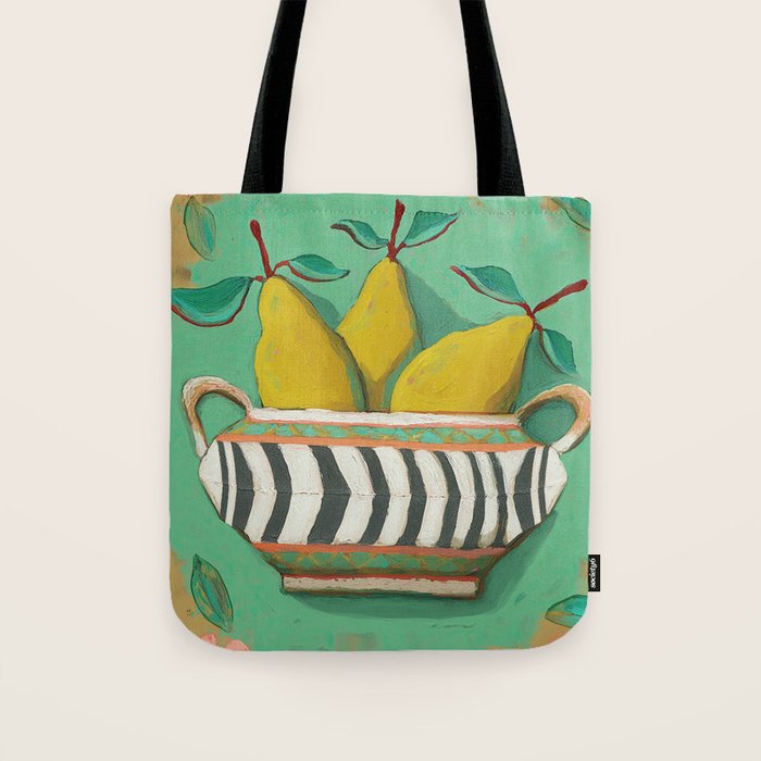 Striped Bowl with Pears Tote Bag Gallery Image 1