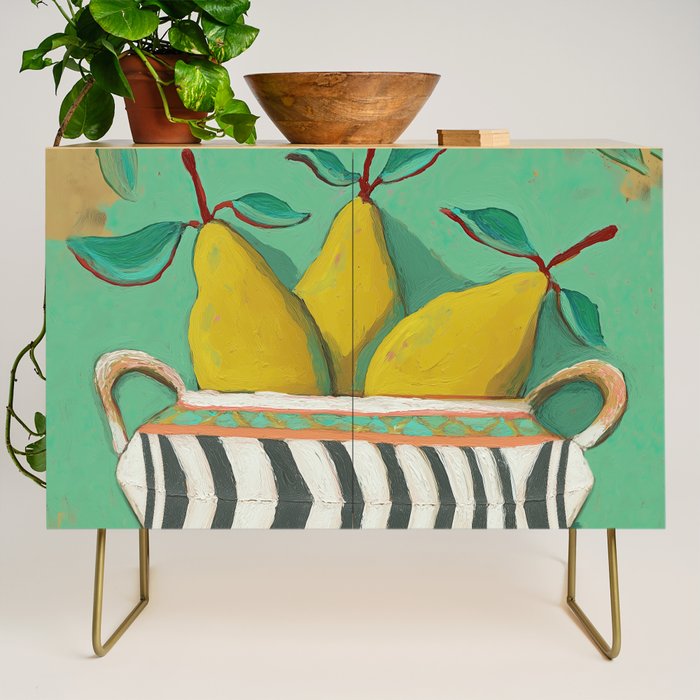 Striped Bowl with Pears Credenza Gallery Image 1