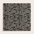 Black and white line art pattern Wood Wall Art Gallery Image 1
