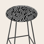 Black and white line art pattern Stool Gallery Image 2