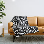 Black and white line art pattern Throw Blanket Gallery Image 1