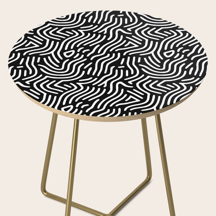 Black and white line art pattern Side Table Gallery Image 2