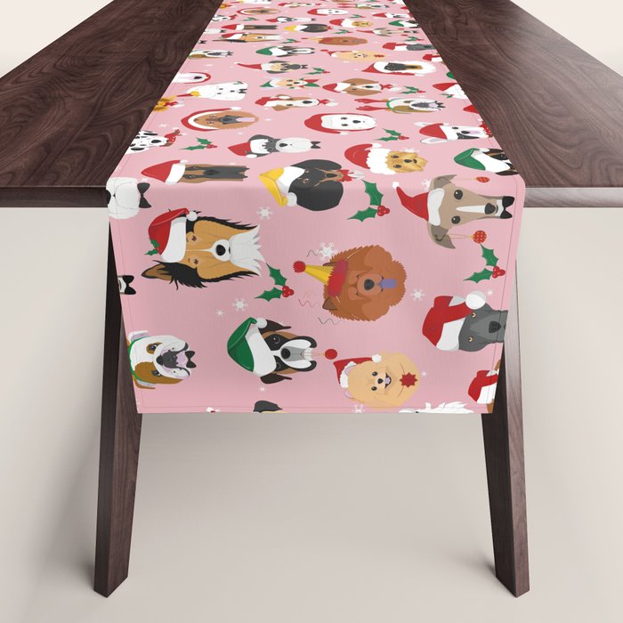 Christmas Dog Pattern Illustration Table Runner Gallery Image 1
