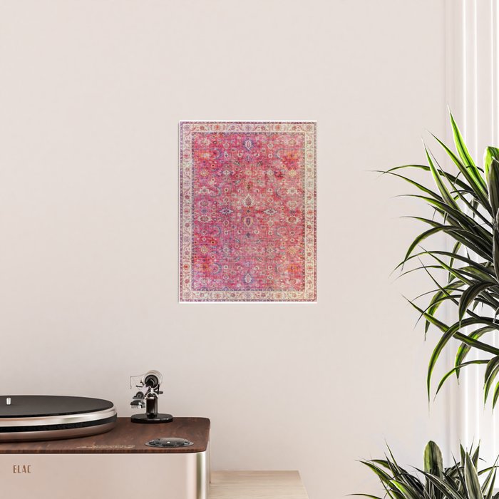 N45 - Pink Vintage Traditional Moroccan Boho & Farmhouse Style Artwork. Poster Gallery Image 2