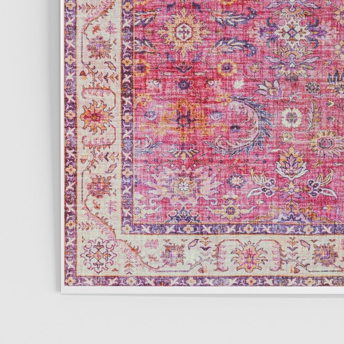 N45 - Pink Vintage Traditional Moroccan Boho & Farmhouse Style Artwork. Poster Gallery Image 3