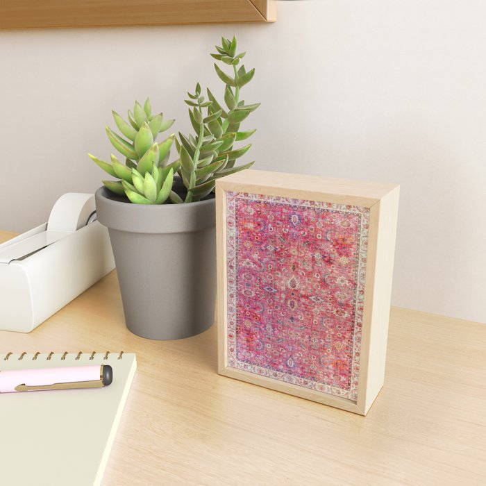 N45 - Pink Vintage Traditional Moroccan Boho & Farmhouse Style Artwork. Mini Art Print Gallery Image 2