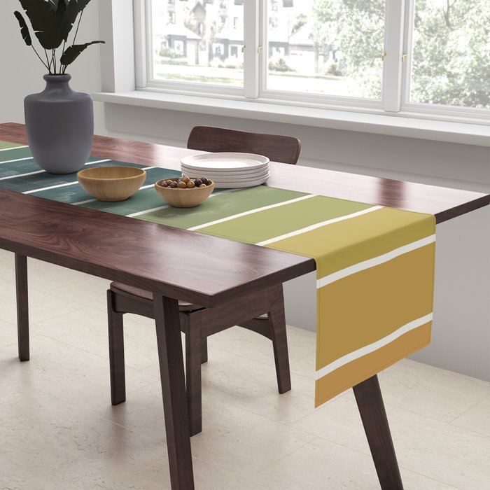 Gradient Arch XXVI Green Tones Mid Century Modern Rainbow Table Runner Gallery Image 2