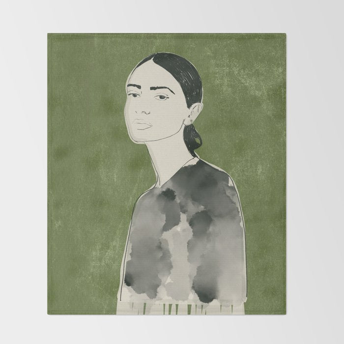 Girl Portrait 2 Throw Blanket Gallery Image 2