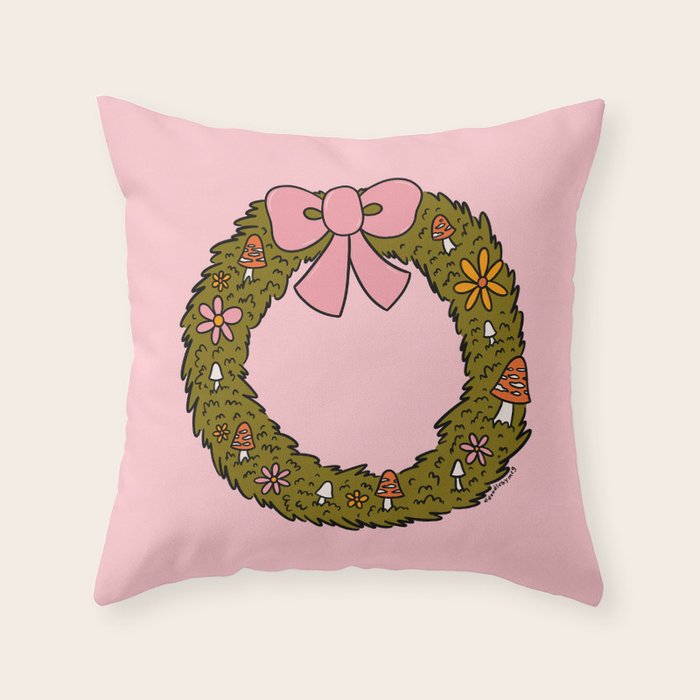 Mushroom Wreath Throw Pillow Gallery Image 6