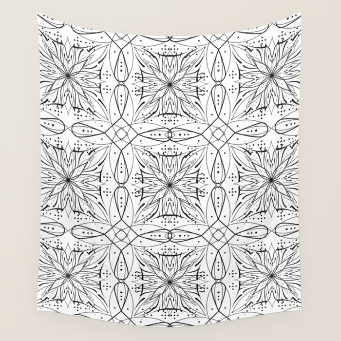 BW starry abstract mosaic B Wall Tapestry Gallery Image 4