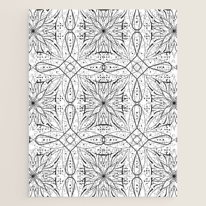 BW starry abstract mosaic B Jigsaw Puzzle