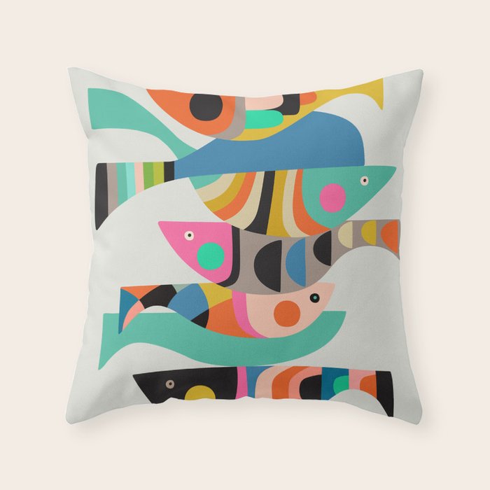 Mid Century fish Throw Pillow Gallery Image 6