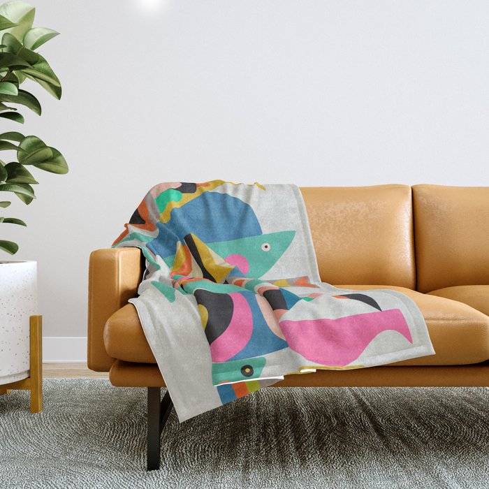 Mid Century fish Throw Blanket Gallery Image 1