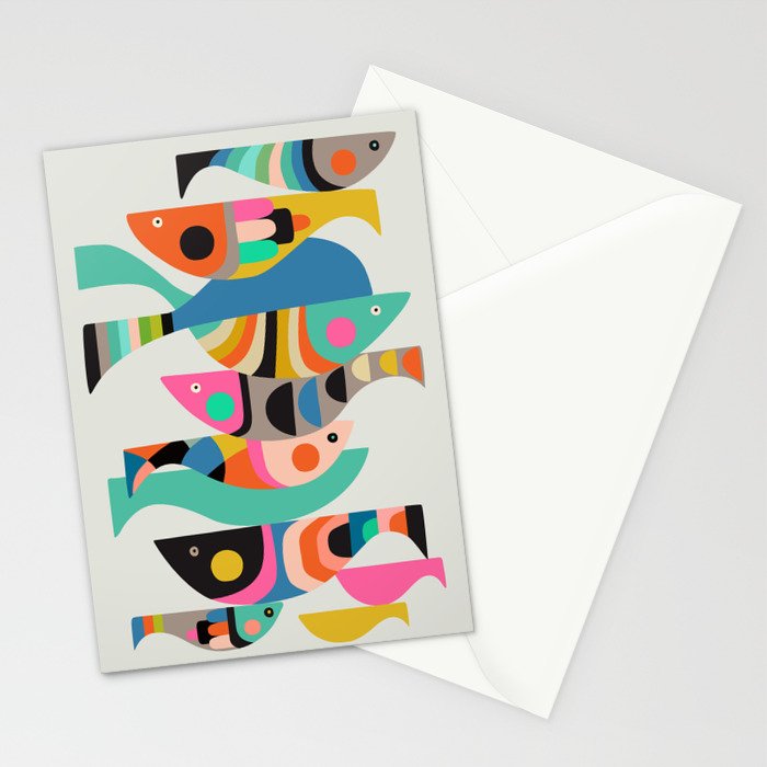 Mid Century fish Stationery Card Gallery Image 2