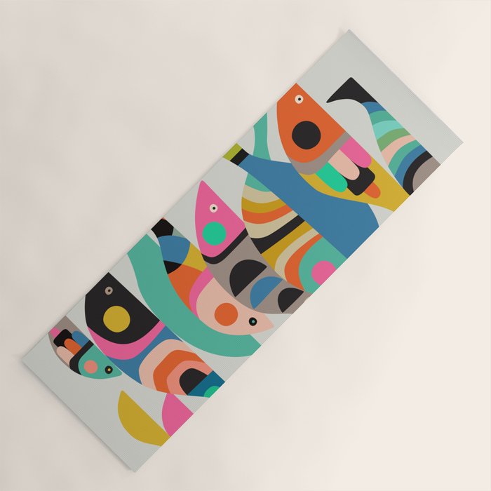 Mid Century fish Yoga Mat Gallery Image 1