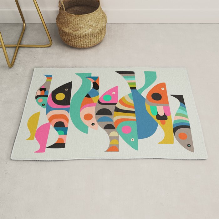 Mid Century fish Rug Gallery Image 1