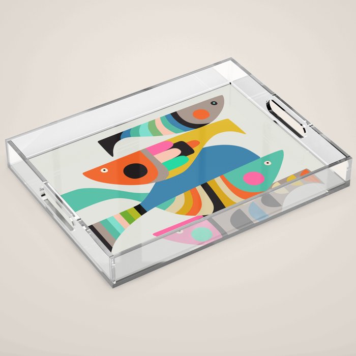Mid Century fish Acrylic Tray Gallery Image 1