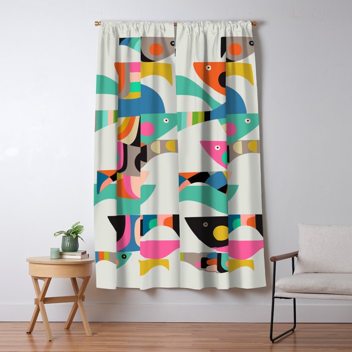 Mid Century fish Window Curtain Gallery Image 5
