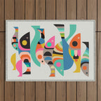 Mid Century fish Outdoor Rug Gallery Image 1