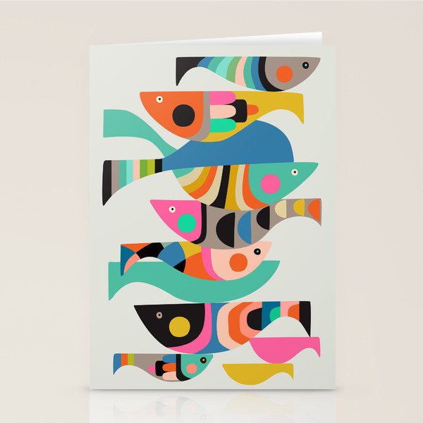 Mid Century fish Stationery Card Gallery Image 1
