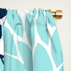 Navy Coral Aqua Floral Pattern Flower Burst Petals Window Curtain Gallery Image 2