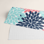 Navy Coral Aqua Floral Pattern Flower Burst Petals Wrapping Paper Gallery Image 2