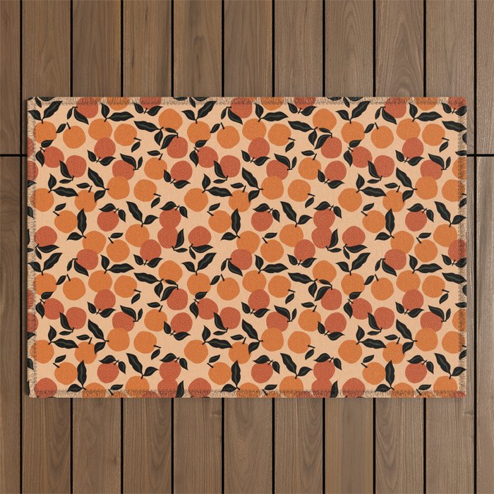Seamless Citrus Pattern / Oranges Outdoor Rug Gallery Image 1