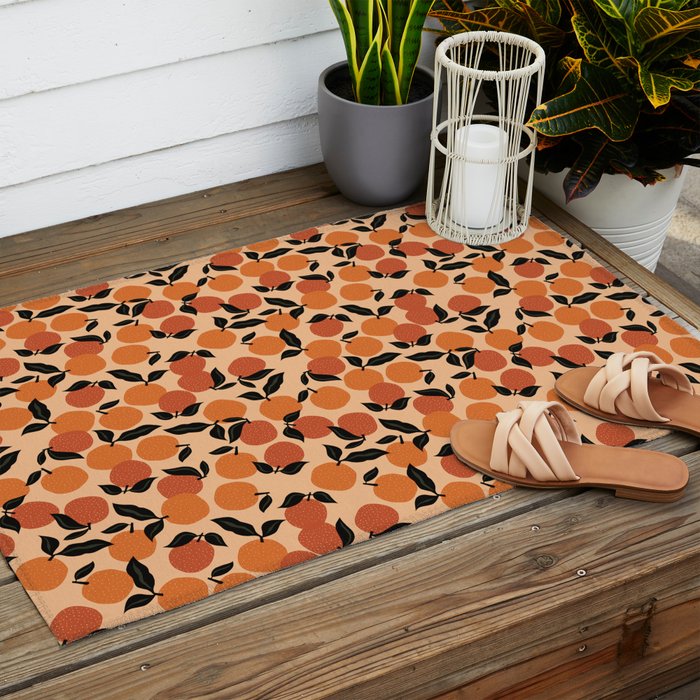 Seamless Citrus Pattern / Oranges Outdoor Rug Gallery Image 2