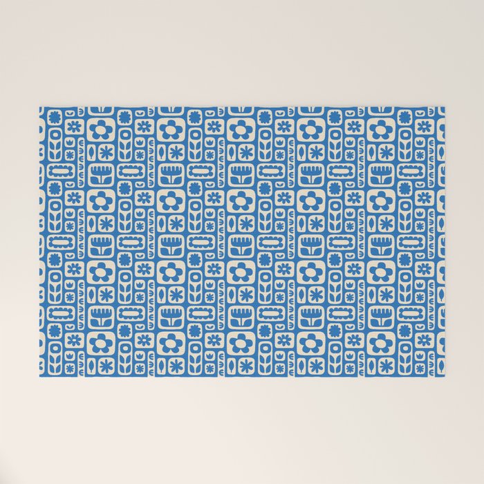 Vintage scandinavian floral art pattern Welcome Mat Gallery Image 1