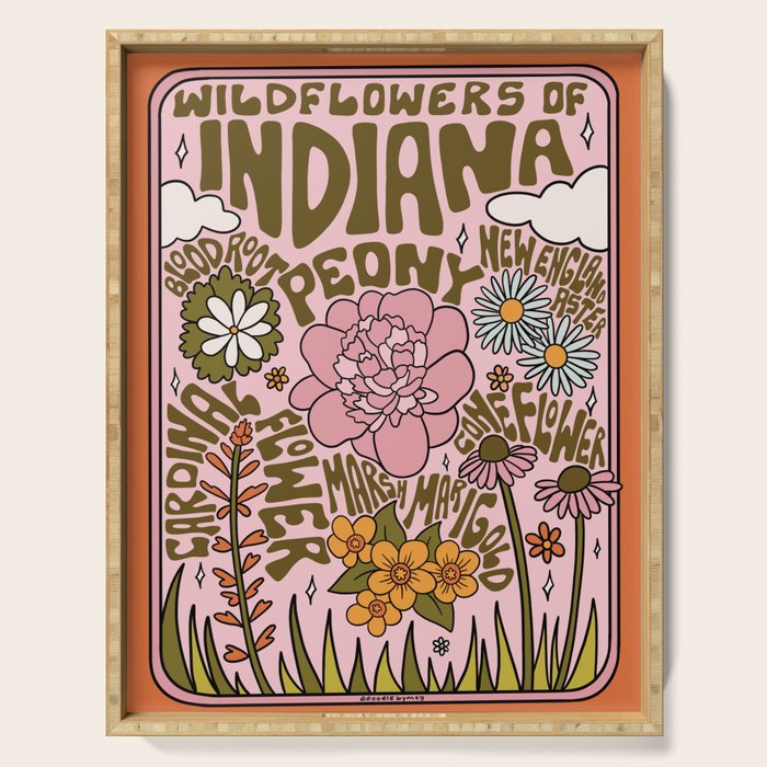 Indiana Wildflowers Serving Tray Gallery Image 1