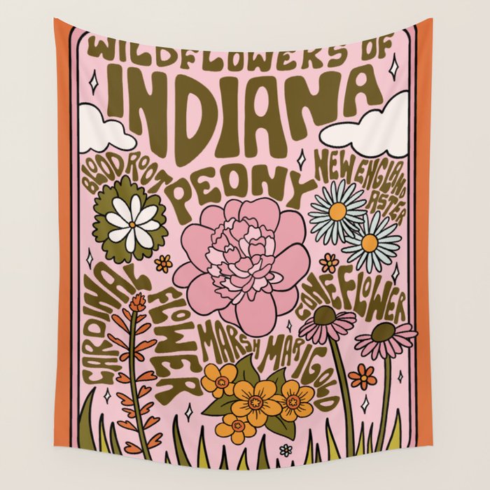 Indiana Wildflowers Wall Tapestry Gallery Image 4