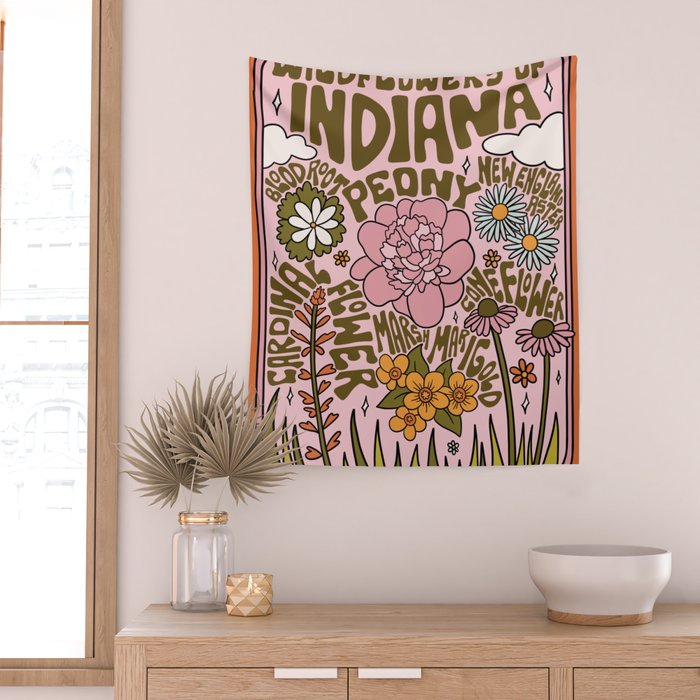 Indiana Wildflowers Wall Tapestry Gallery Image 2