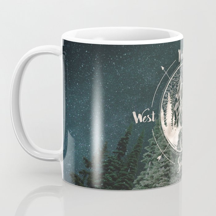 Mountains Compass Milky Way Woods Gold Coffee Mug Gallery Image 3